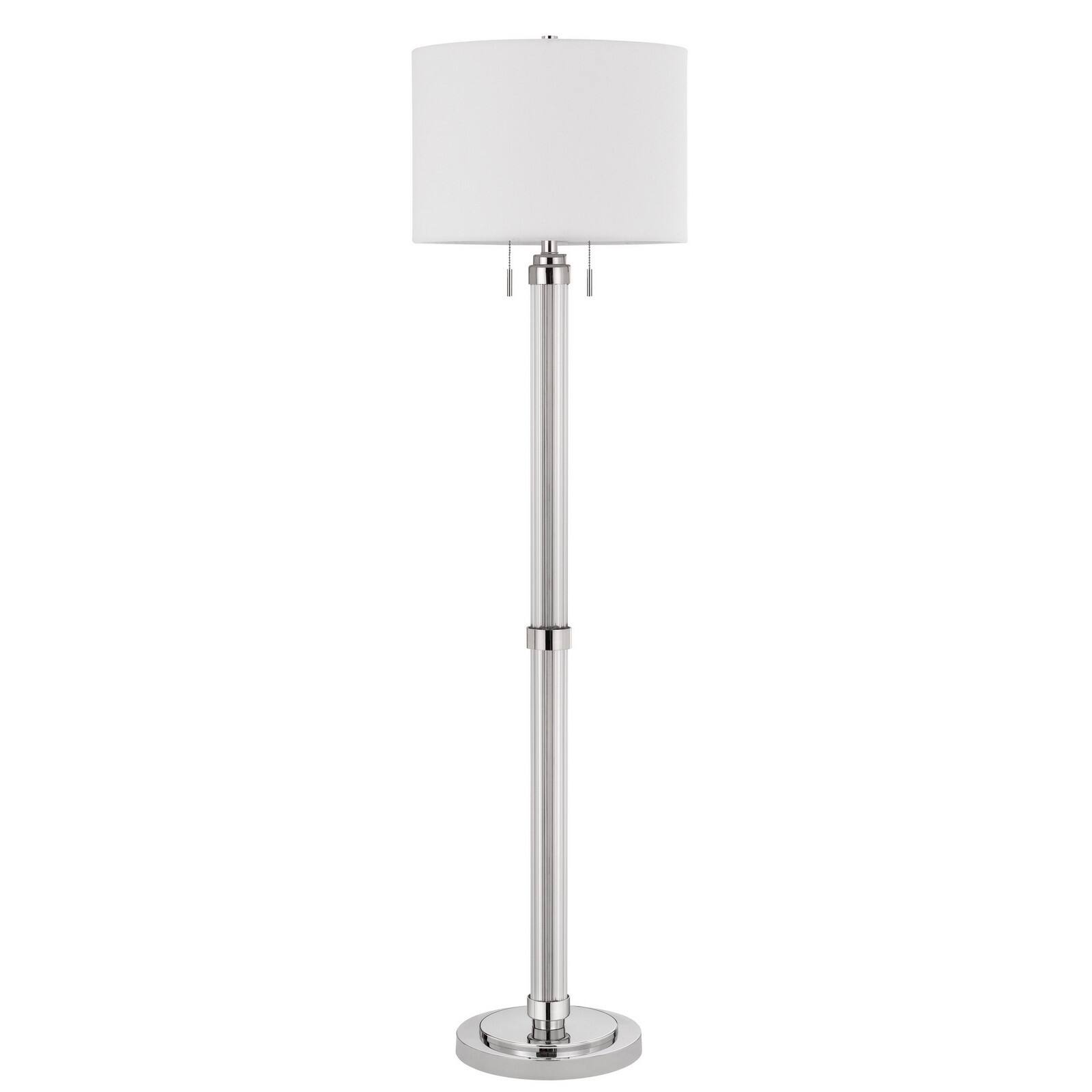 HomeRoots 60" Chrome Two Light Traditional Shaped Floor Lamp With White